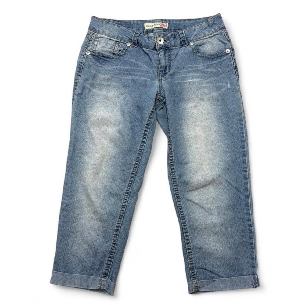 Vintage Paris Blues Cuff Denim Capri 7 Jeans Light Wash Y2K Skimmers relax fit